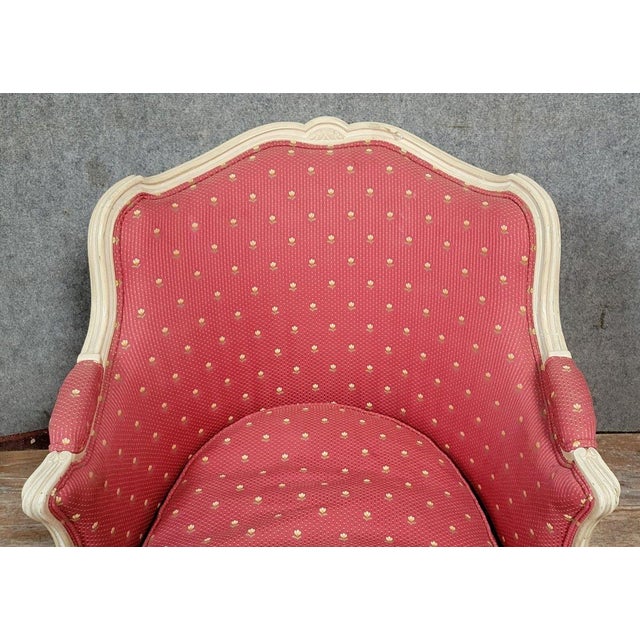Large Louis XV Style Curved Bergère Chair For Sale - Image 4 of 6