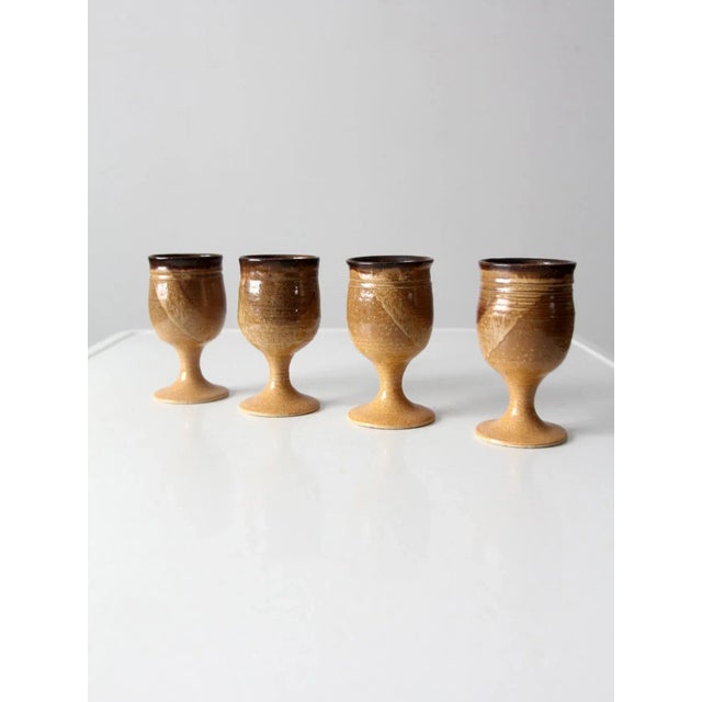 Ceramic Vintage Studio Pottery Chalices Set of 4 For Sale - Image 7 of 11