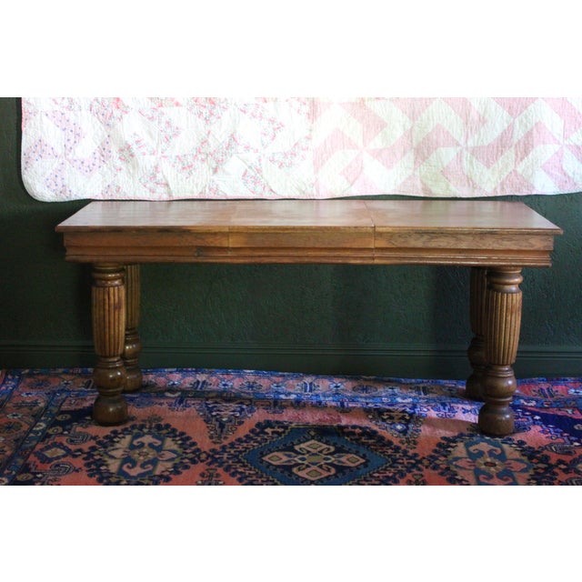 Wood Antique Oak Console Table With Fluted Legs For Sale - Image 7 of 13