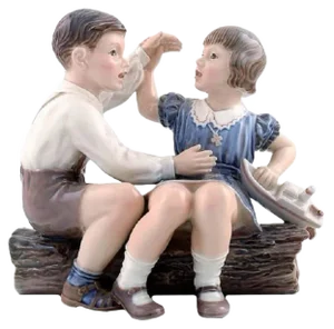Vintage No. 1214 Girl and Boy with Ship Figurine by Dahl Jensen