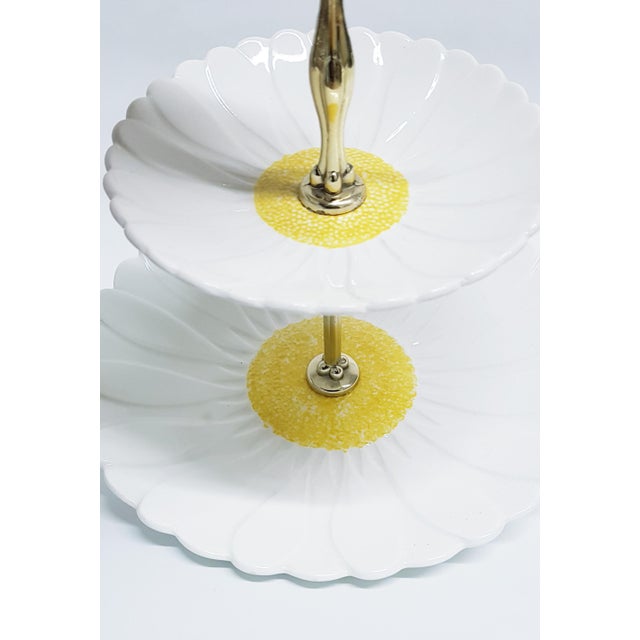Metal Vintage Daisy Petit Fours Server, Gien, France For Sale - Image 7 of 18