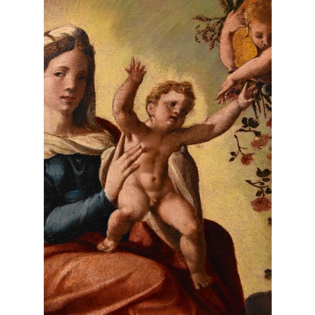 Workshop of Ippolito Scarsella / Lo Scarsellino, Madonna and Child with Saint James, 1590, Oil on Board For Sale - Image 18 of 18