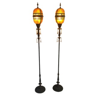 1920s Oscar Bach Attributed Floor Lamps - A Pair For Sale