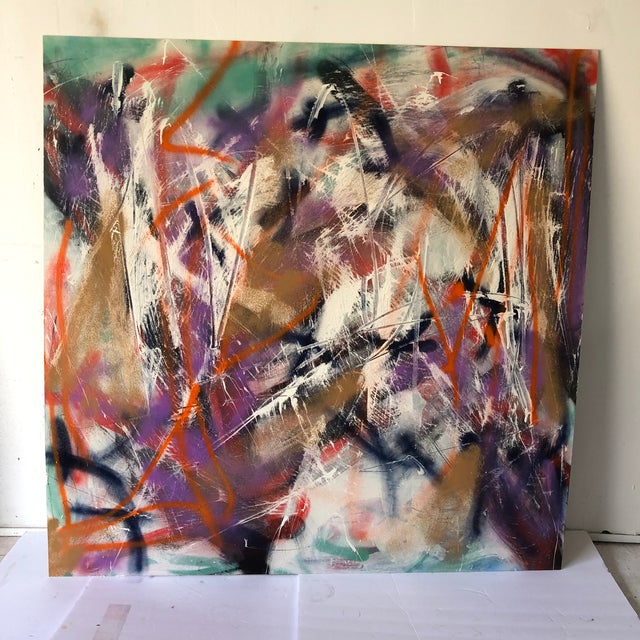 Plastic Abstract Original Painting on Board by Erik Sulander 48x48 For Sale - Image 7 of 7