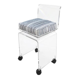 Charles Hollis Jones Lucite Swivel Vanity Chair Stool For Sale
