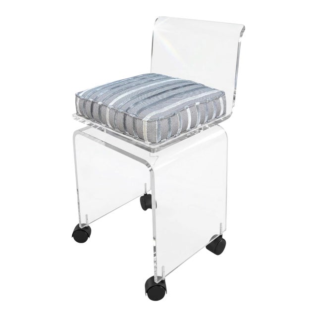 Charles Hollis Jones Lucite Swivel Vanity Chair Stool For Sale