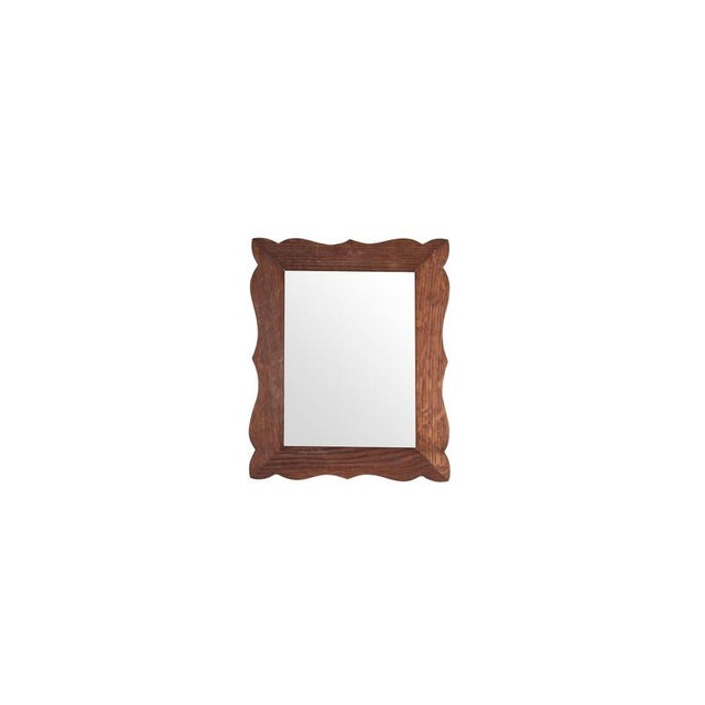 Vintage Oak Mirror with Wavy Wooden Frame, 1970s For Sale - Image 4 of 4