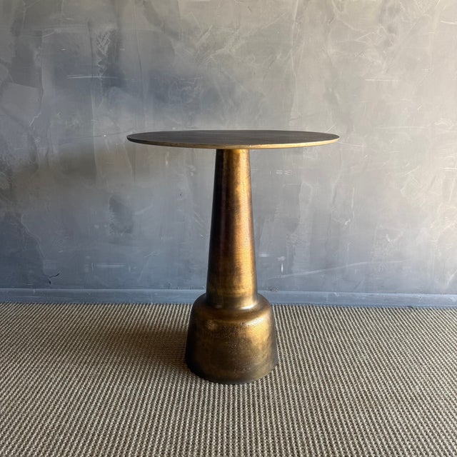 Rustic European Distressed Metal Side Table With Antique Finish For Sale - Image 3 of 6
