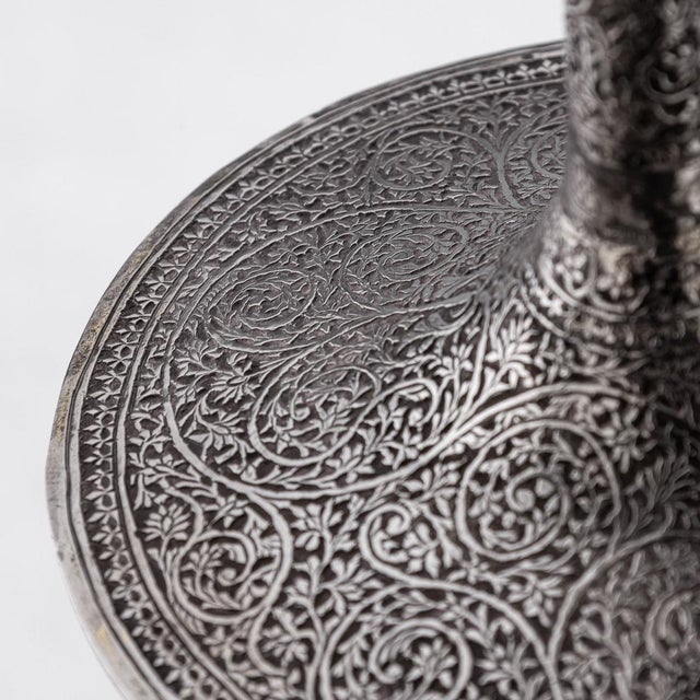 Antique late 19th Century Indian (Kashmiri) solid silver extremely large pair of goblets, each piece is profusely...