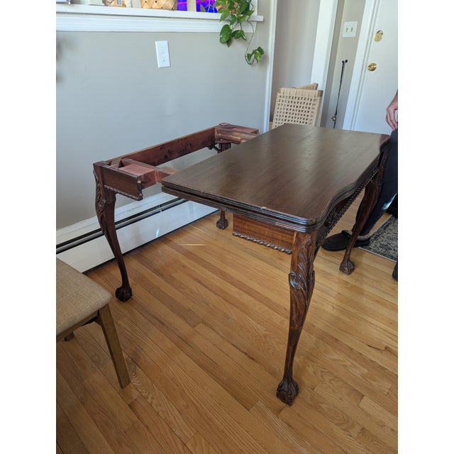 1920s 4-in-1 Antique Chippendale Mahogany Extension Table (Desk to Dining) For Sale - Image 5 of 10