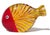 Beautiful vintage Murano hand blown Sommerso red, orange and white stripe pattern Italian art glass fish figurine /...