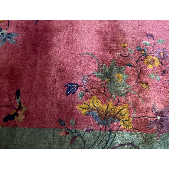 Antique 1920s Chinese Art Deco Scatter Rug 3.1' X 5' (94cm X 152cm) For Sale - Image 4 of 7