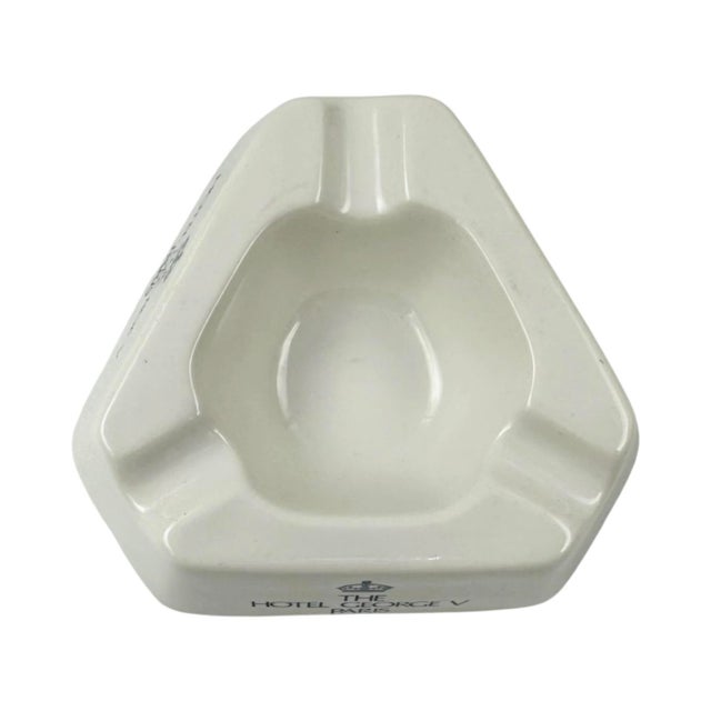 Mid-Century Modern Vintage George v Hotel Paris France White Ceramic Ashtray For Sale - Image 3 of 7