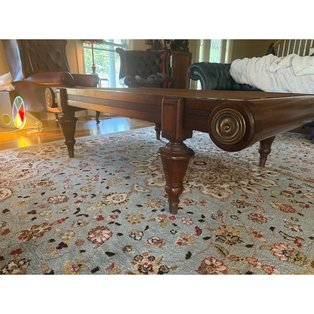 Very nice Mid-Century Modern Coffee Table. Ornate corners with wicker style top. Regency.