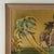 Vintage tropical air brush painting on paper with palm trees, elephants and figures, executed in a dramatic art deco...