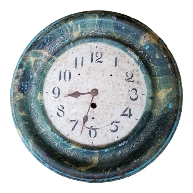 Antique Painted Tole Clock For Sale