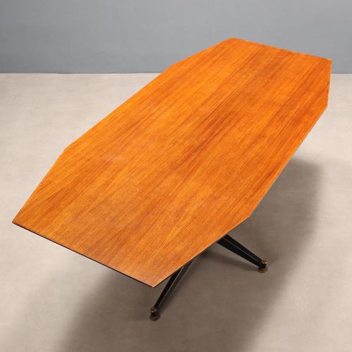 Brown Vintage Italian Table in Teak and Enamelled Metal, 1960s For Sale - Image 8 of 11