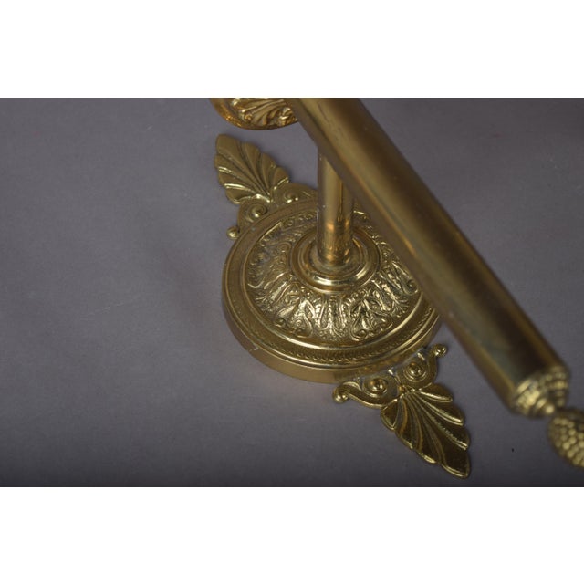 1950s Brass Wall Sconces with Ornate Round Backplates and Pineapple Finials, 1950s, Set of 2 For Sale - Image 5 of 9