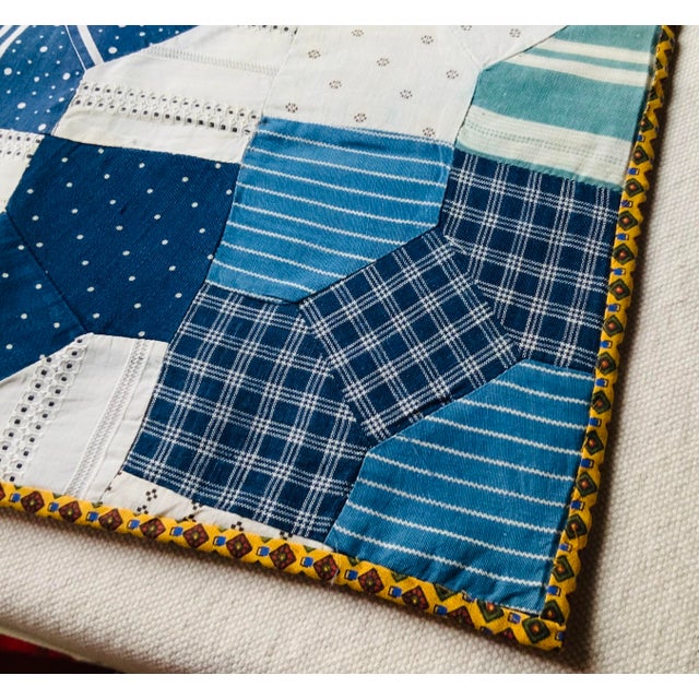 2020s Handmade Americana Bow Tie Quilt Mat - Vintage Men's Shirting Fabrics For Sale - Image 5 of 15