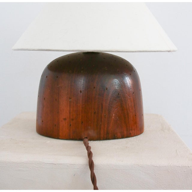 Vintage Wood Hat Mold Lamp For Sale - Image 4 of 5