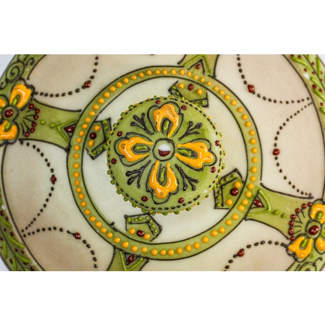 Rare Nippon Antique Hand Painted Native American Indian Chief Tobacco Humidor Porcelain Lidded Jar For Sale - Image 10 of 18