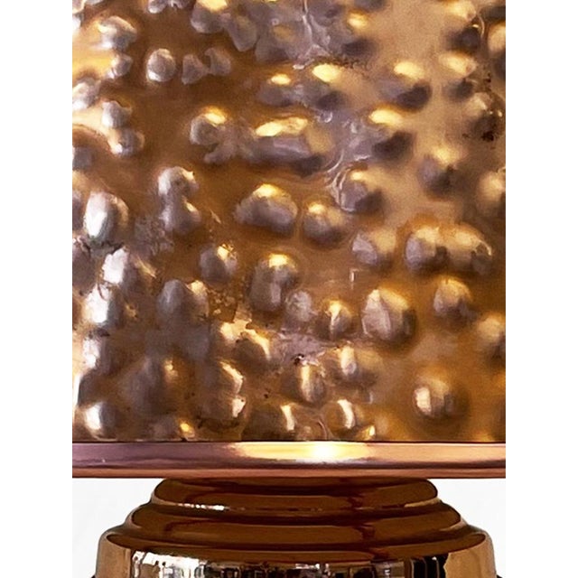 Vintage Art Deco Hammered Copper Table Lamp, 1930 For Sale - Image 6 of 10