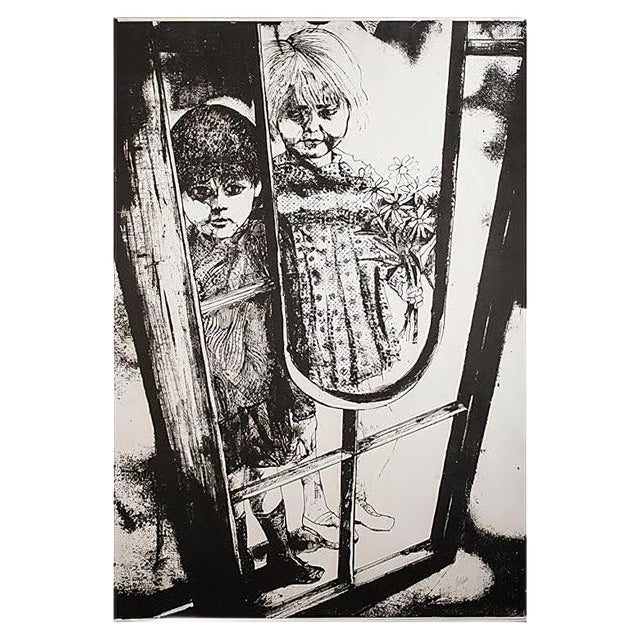 Children - Original Lithograph by G. De Stefano - 1970 ca. 1970s For Sale