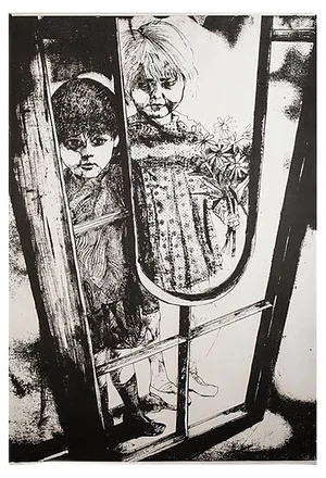 Children - Original Lithograph by G. De Stefano - 1970 ca. 1970s