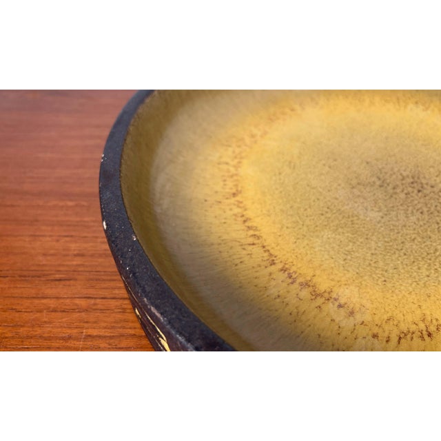 Brown Large Mid-Century Modern Danish Studio Pottery Yellow Bowl from Frank Keramik, 1960s For Sale - Image 8 of 17
