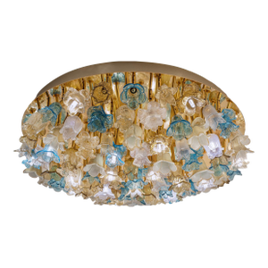 Lively Floreal Multicolor Murano Glass Gold Flushmount