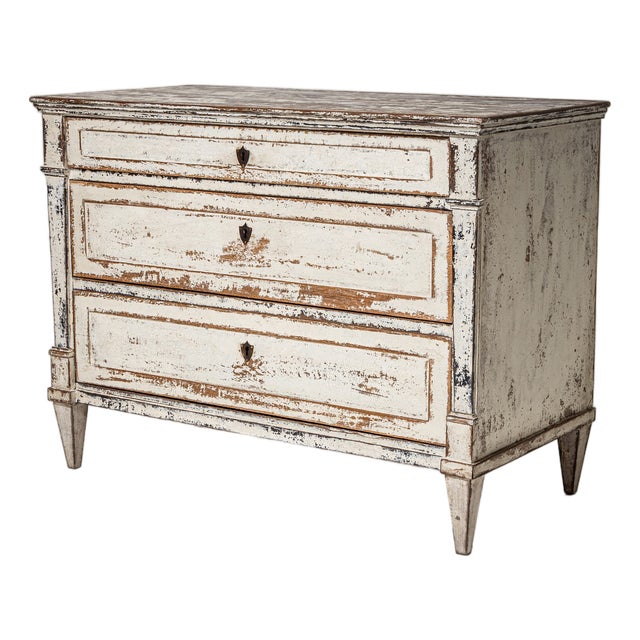 Biedermeier White-Painted Chest of Drawers, 1825 For Sale