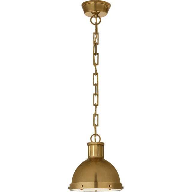 Hicks Small Pendant in Hand-Rubbed Antique Brass with Acrylic Diffuser Designer: Thomas O'Brien Canopy: 4.75" Round...