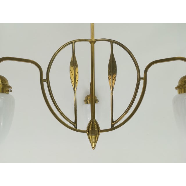 Art Deco Opal Screen Chandelier from Wiener Werkstätte, 1920s For Sale - Image 4 of 9