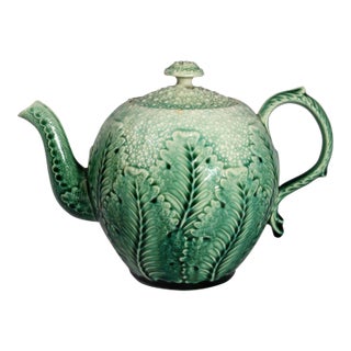 American Etruscan Majolica Teapot in the Form of a Cauliflower For Sale