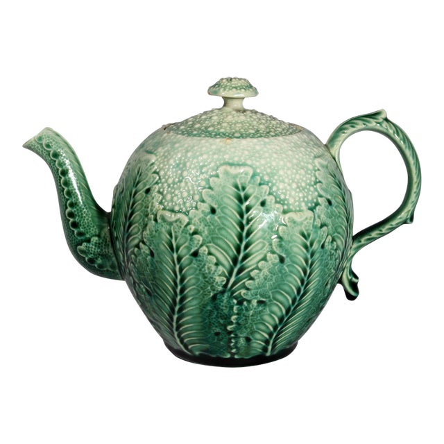 American Etruscan Majolica Teapot in the Form of a Cauliflower For Sale