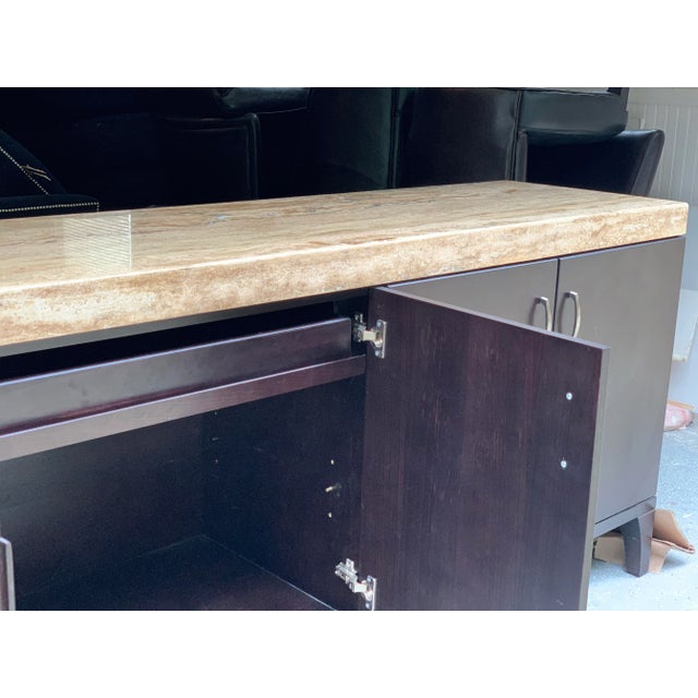 Scandanavian Design Travertine Top Buffet / Credenza For Sale - Image 9 of 9