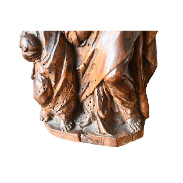 Antique Wooden Statue, 1600s For Sale - Image 9 of 11