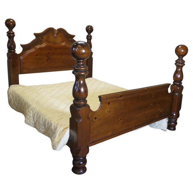 Chunky Pine King Size Double Bed, 1960 For Sale - Image 9 of 9