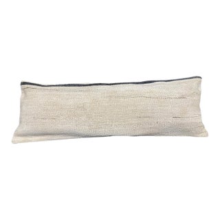 Turkish Hemp Pillow Cushion Natural Beige Black Cushion Cover 14"x40" For Sale