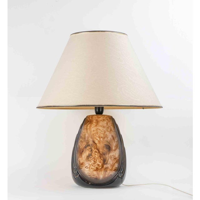 Vintage Table Lamp Art Déco Style, Italy 1970s. Ceramic, metal, plastic and fabric (lampshade). Very good condition. Up to...