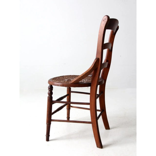 Wood Antique Victorian Cane Seat Chair For Sale - Image 7 of 12