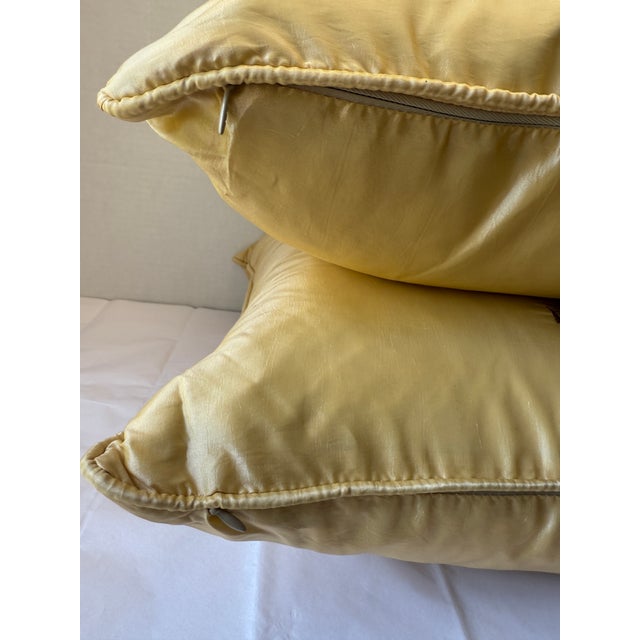 Golden Yellow Palm Tree Silk Throw Pillows- Set of 2 For Sale In Montgomery - Image 6 of 6