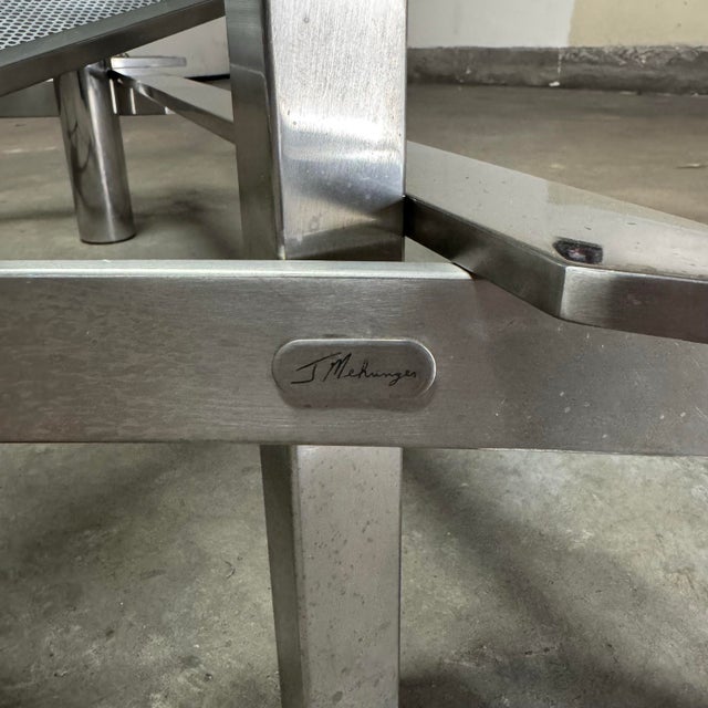 Memphis Group Dia J Mehringer Custom Sculptural Chrome Steel & Glass Coffee Table For Sale - Image 4 of 10