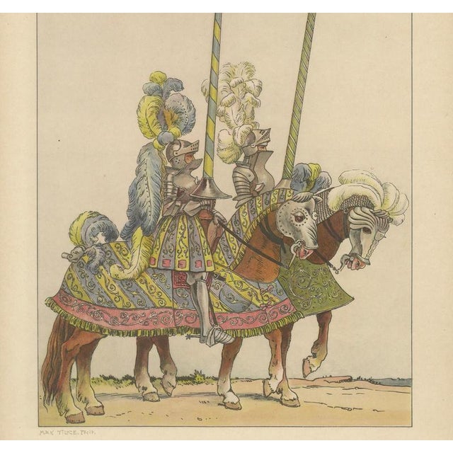 After Max Tilke, Knightly Pageantry of 1500s Germany, Colored Print For Sale - Image 4 of 9