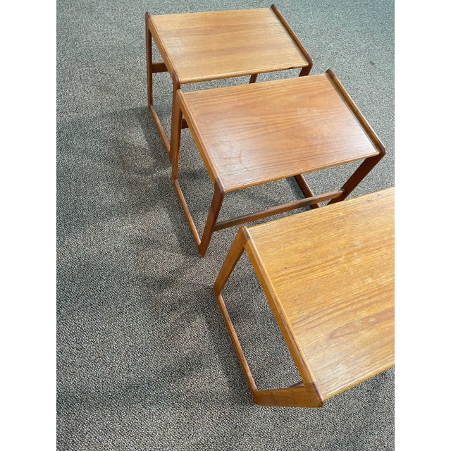 Mid 20th Century Danish Modern Teak Nesting Tables - Set of 3 For Sale - Image 9 of 12