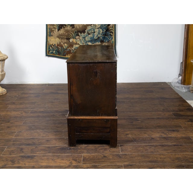 Wood English Georgian Period 18th Century Oak Buffet with Carved Arching Doors For Sale - Image 7 of 12