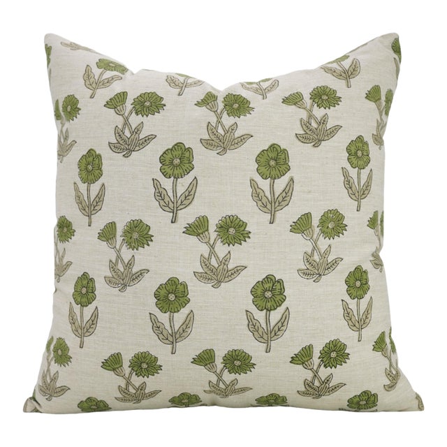 Fabdivine Artistic Block Kirti Print Linen Blend Pillow Cover- 14x14 For Sale