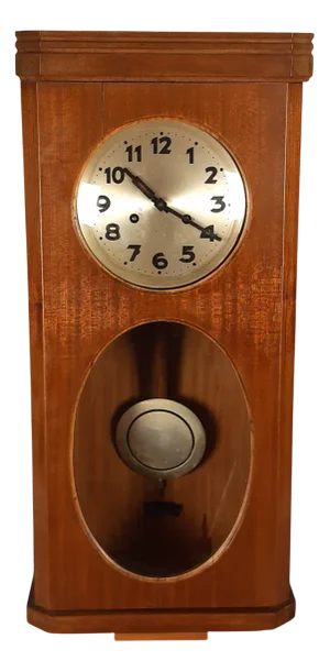 Vintage Wooden Wall Pendulum Clock with Arabic Numerals, 1960s