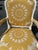 Pair of Vintage Italian Painted Bergere Chairs Upholstered in Yellow and White Linen For Sale In Savannah - Image 6 of 12