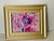 Small mixed media painting in silver tone frame Pink Abstract.